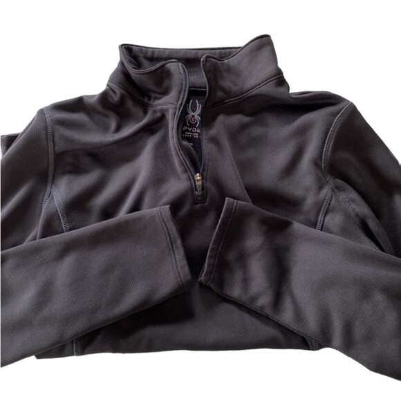 Spyder Base Layer 1/4 Zip Pullover Sweater Jacket Long Sleeve Fleece Lining - Picture 11 of 13